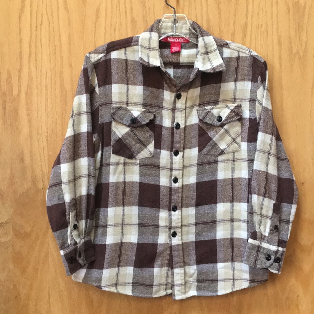 3/$20 Montage Plaid Shirt. Boys size large
